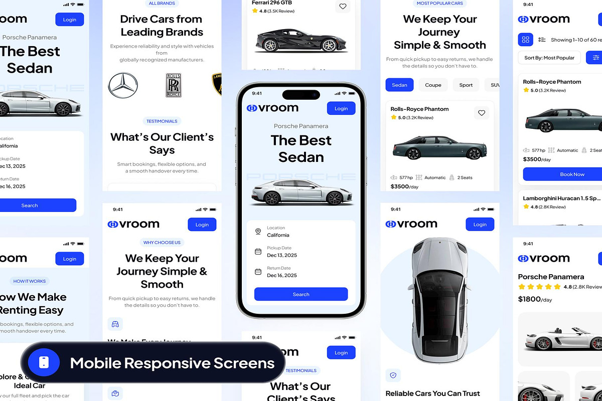 vroom - Car Rental Website UI Kit, an UI Kit Template by Creative Perspective (Photo 9 of 10)