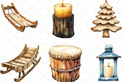 Rustic Wooden Christmas Clipart, an Illustration by Black Bird Studio (Thumbnail 4 of 6)