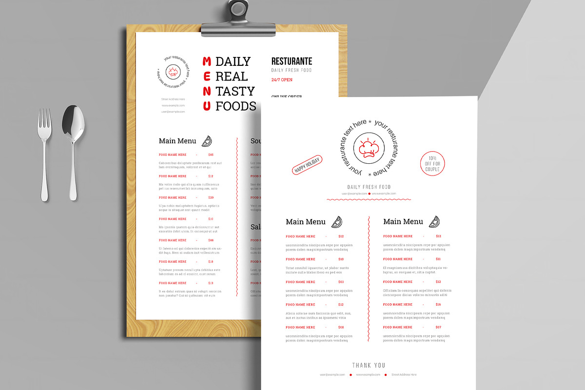 Restaurant Menu Layout, a Stationery Template by MightyDesign (Photo 3 of 6)