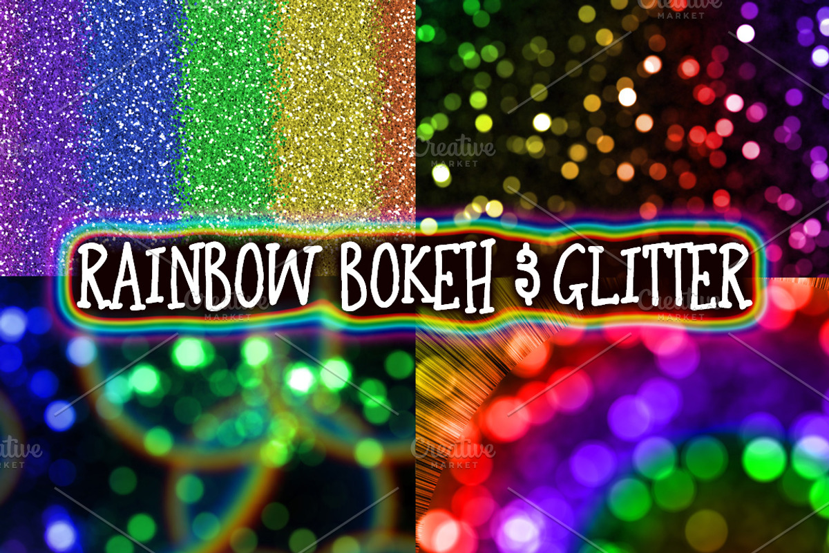 Rainbow Bokeh & Glitter Backgrounds, a Texture Graphic by Paper Element (Photo 2 of 2)