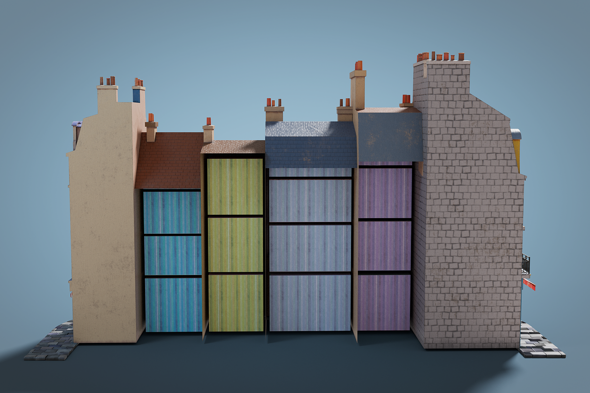 Cartoon city facades, an Architecture 3D Model by happy brush (Photo 7 of 11)
