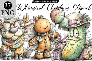 Whimsical Christmas Clipart, an Illustration by Daily.Designs