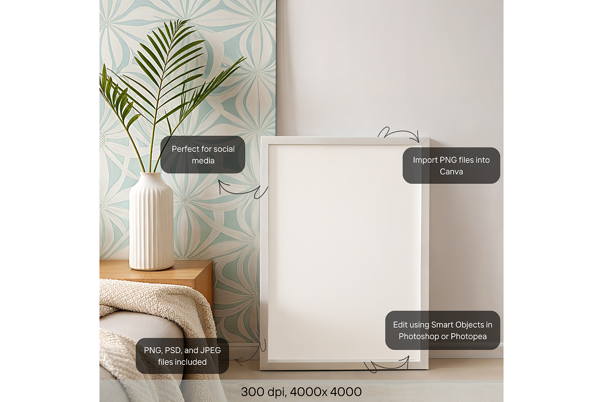 Minimal Bedroom Poster Frame Mockup, a Product Mockup by MockupWizard (Photo 2 of 5)