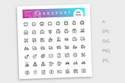 Transport Line Icons Set, an Outline Icon by Voysla's Shop (Thumbnail 4 of 4)