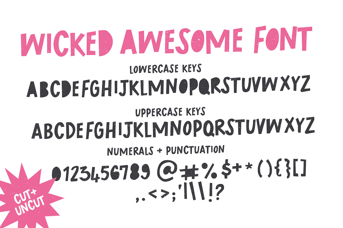 Wicked Awesome Cutout font, a Sans Serif Font by Nicky Laatz (Photo 8 of 8)