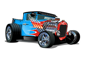 Cartoon Retro Hot Rod Isolated On