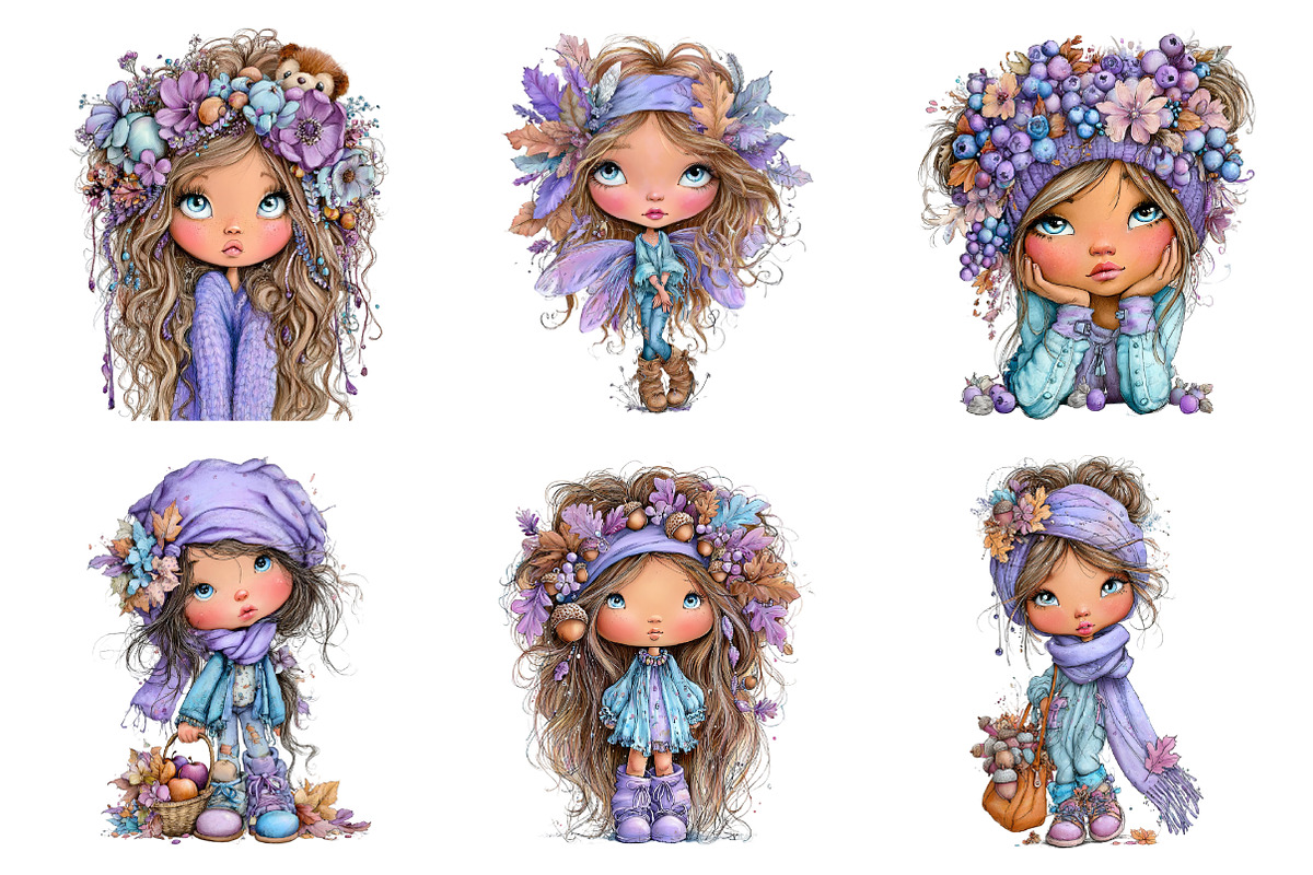 Whimsical Autumn Girls Clipart, a Seasonal Illustration by Daily.Designs (Photo 4 of 5)