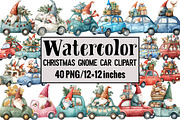 Christmas Gnome Car Clipart, an Illustration by Design Market (Thumbnail 1 of 3)