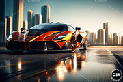 Supercar in the City Illustration, a Wallpaper Graphic by Other Side Art (Thumbnail 7 of 8)