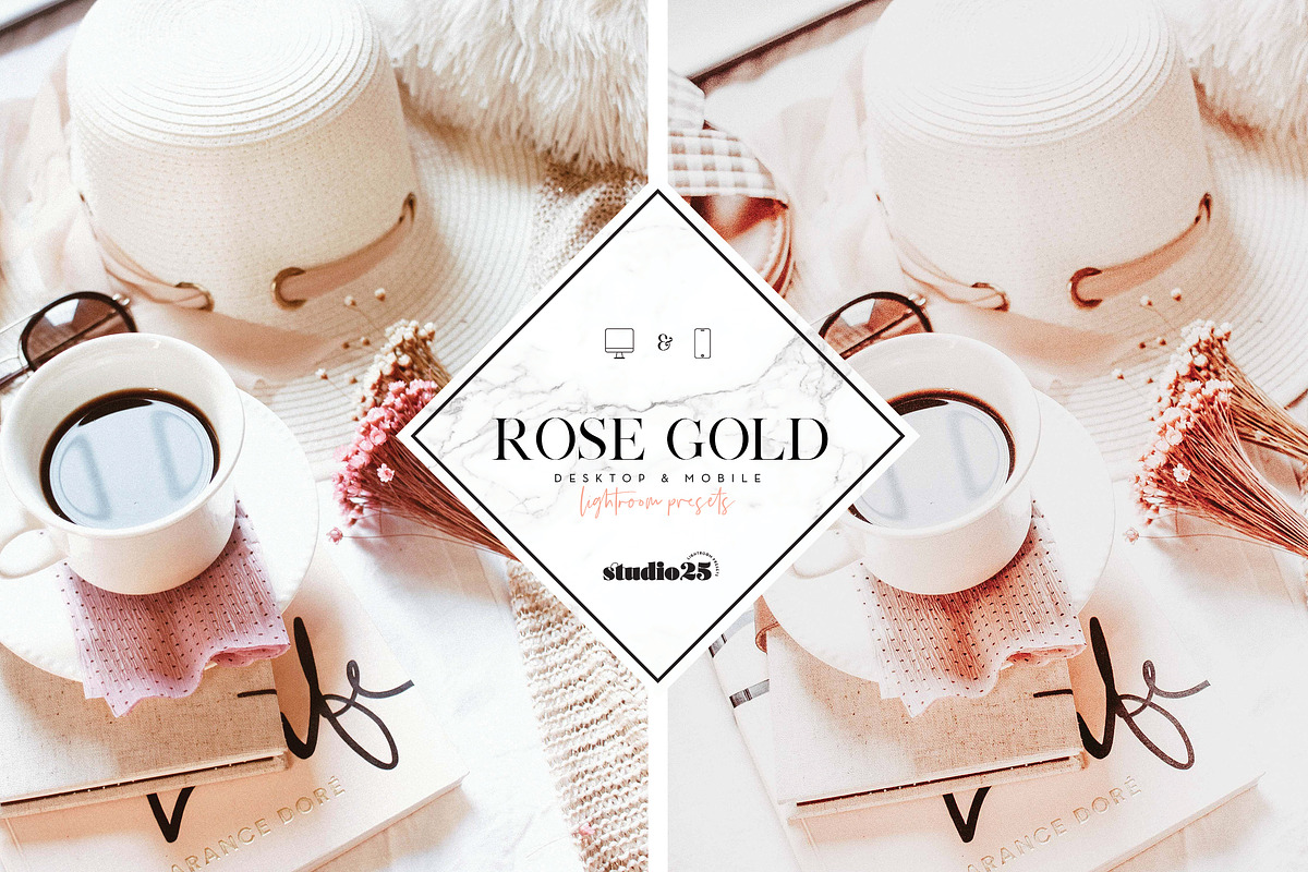 Rose gold lightroom preset preview 4