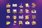20 Library 3D Icon Set, an Object 3D Model by Bilicube Studio (Thumbnail 5 of 6)
