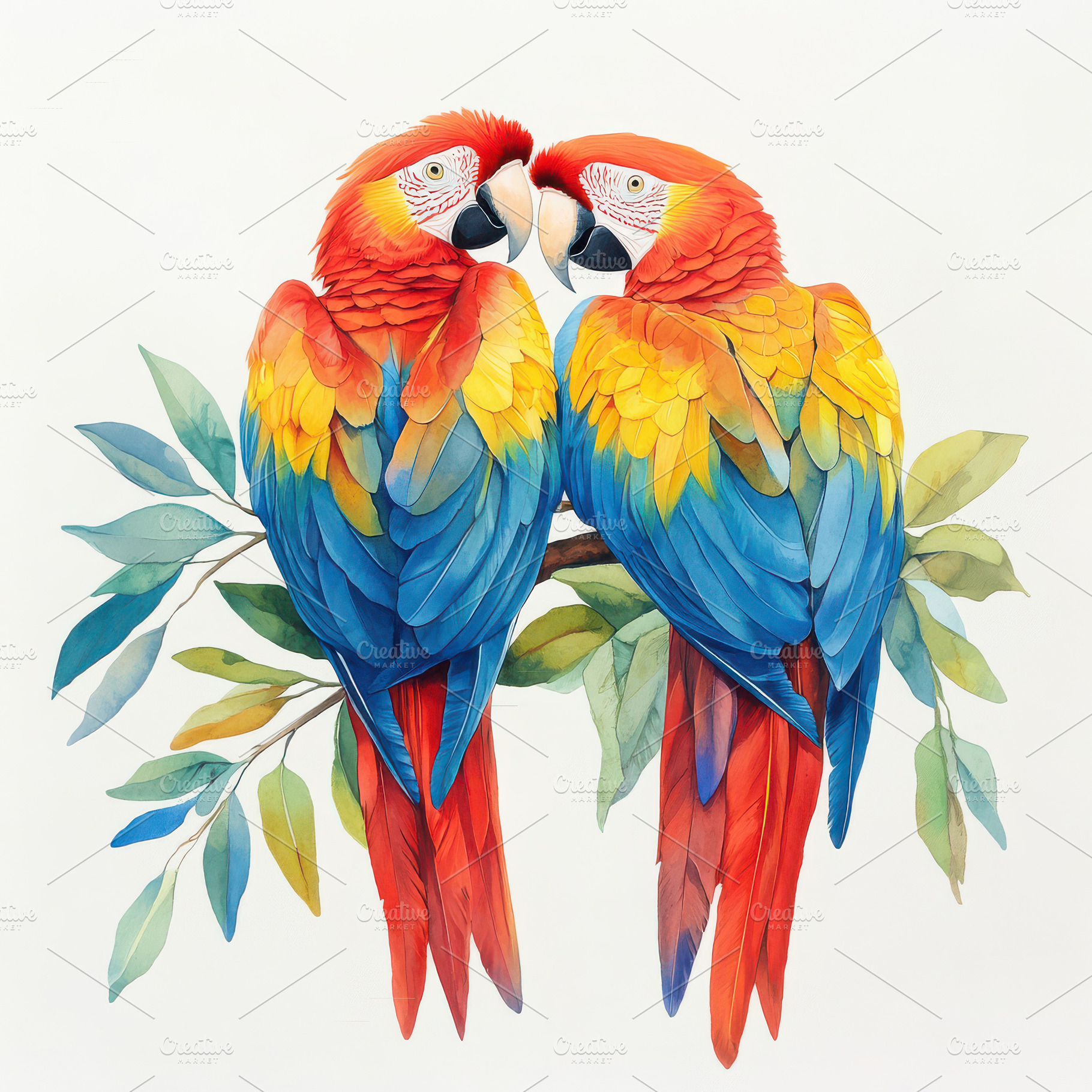 Two Scarlet Macaws perched on a bran, an Animal Photo by Pixeness Studio