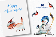 Watercolor New Year Set, an Illustration by dm_art (Thumbnail 2 of 6)