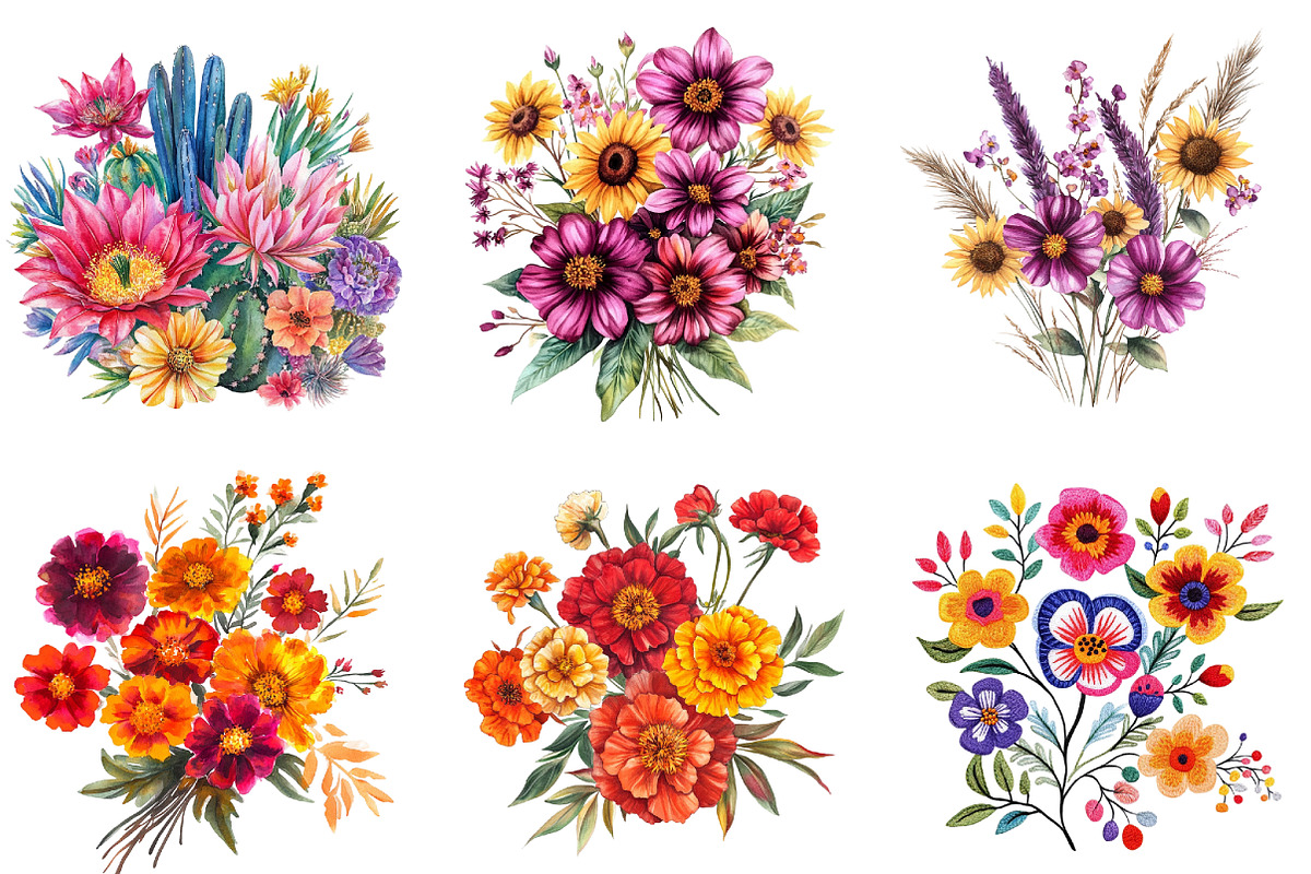 Mexican Flowers,, an Illustration by DreamArtGraphic (Photo 4 of 4)