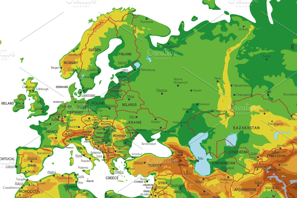 2x Physical World Maps, an Education Illustration by asantosg (Photo 3 of 14)