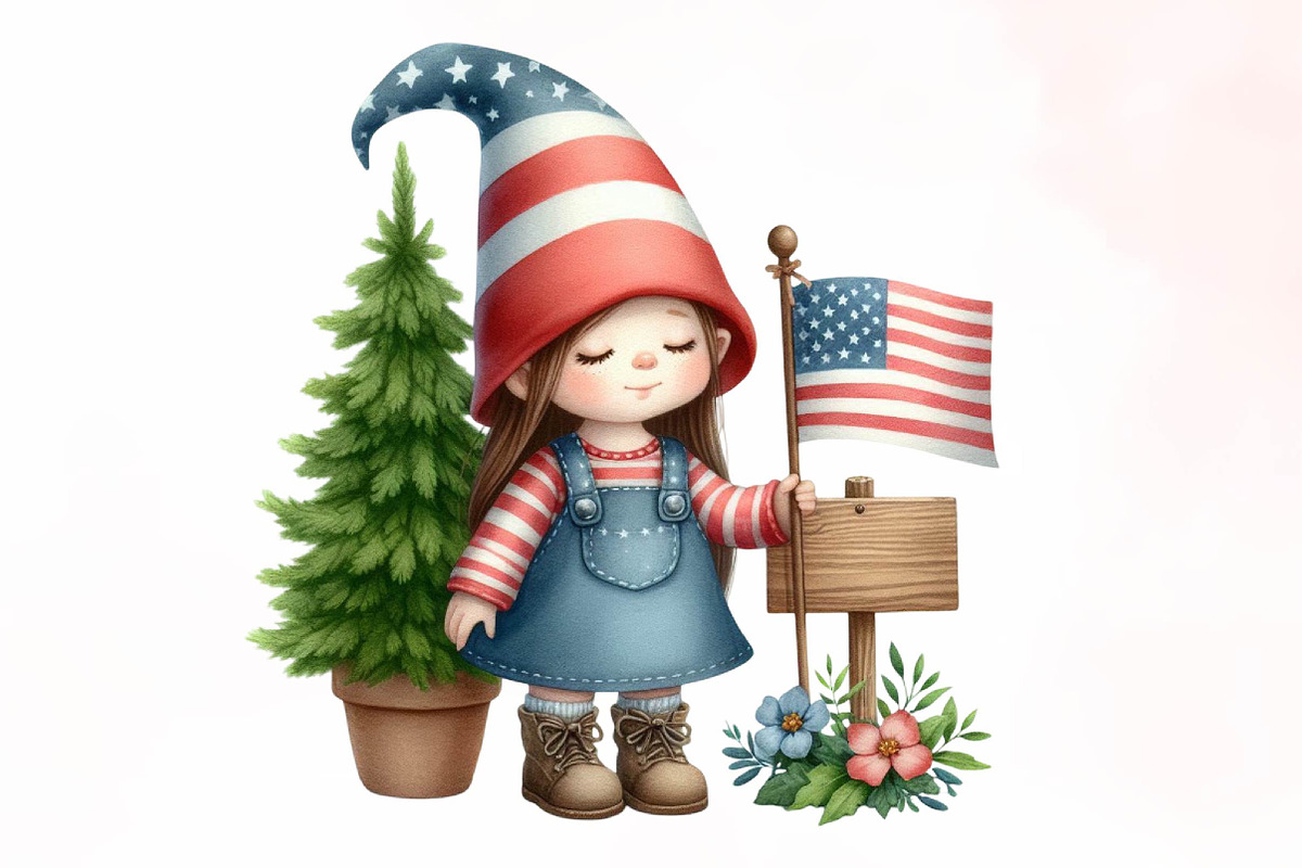 4th of July Cute Gnome Girl Clipart, an Illustration by Designking (Photo 5 of 5)