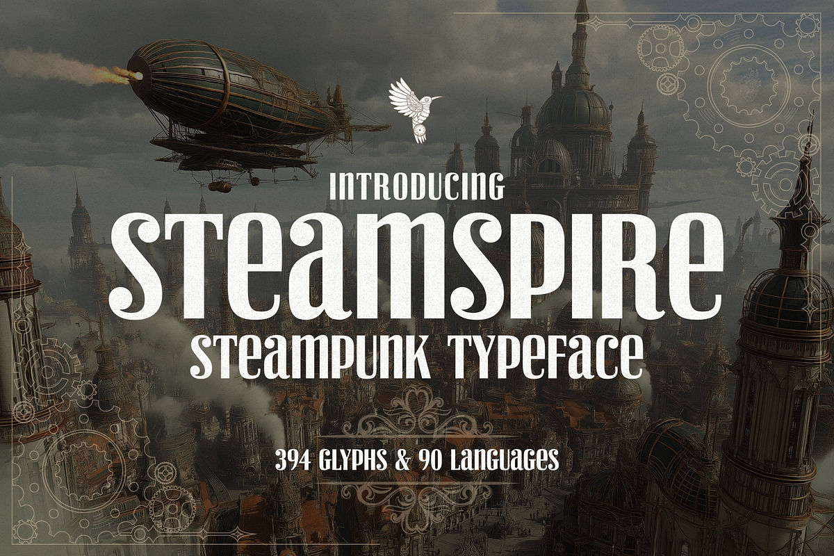 Steamspire - Steampunk Font, a Serif Font by HipFonts (Photo 1 of 9)