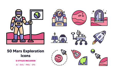 250 Mars Exploration Icons