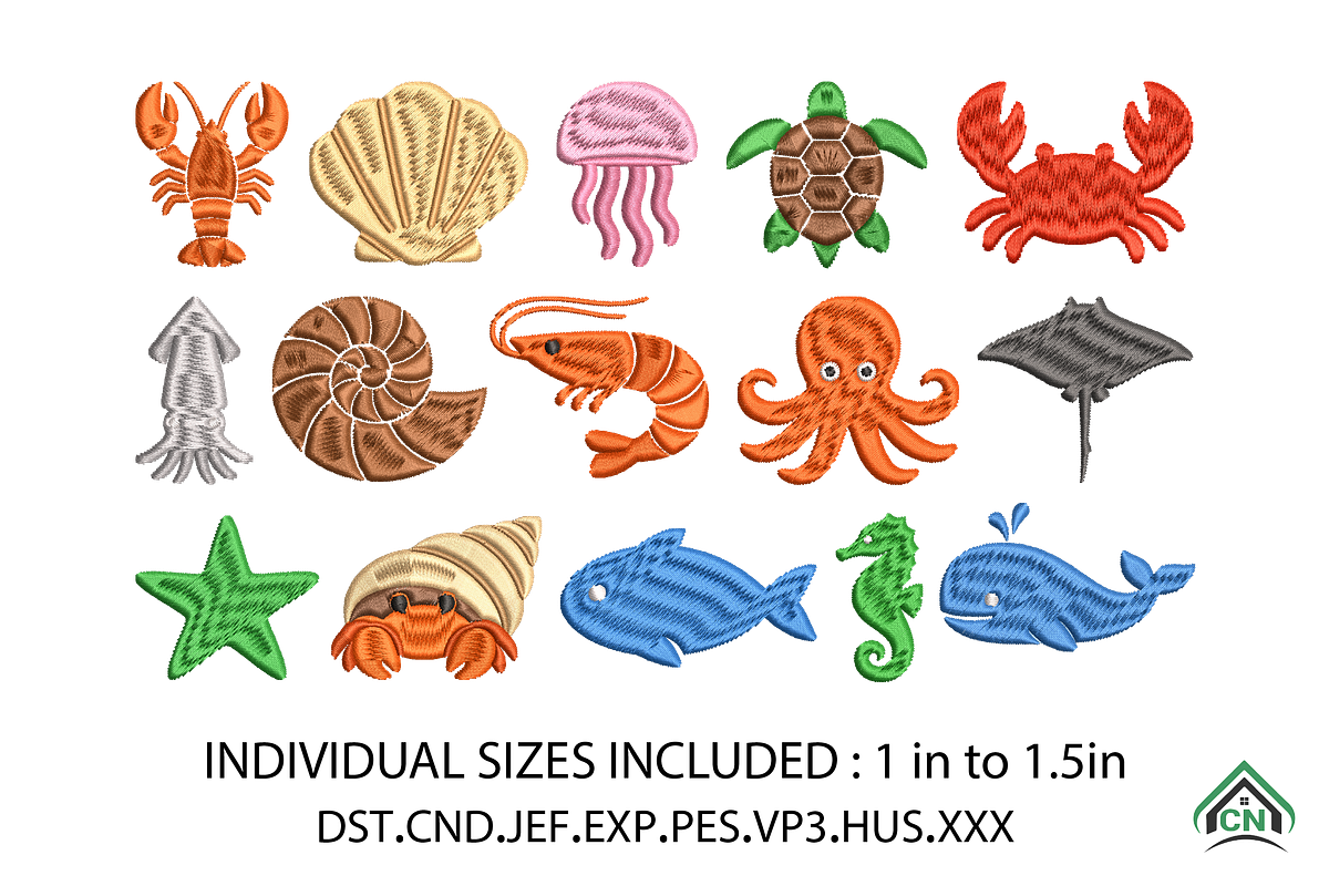 Mini Sea Animal Embroidery Design, a Solid Icon by Craft Nest (Photo 1 of 6)