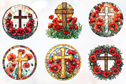 Poppy & Cross Faux Stained Glass, an Illustration by RobertsArt (Thumbnail 7 of 7)
