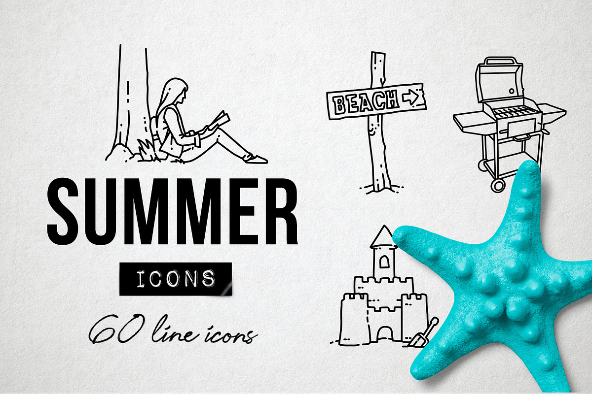 60 Summer Icons, Beach Icons Holiday, an Icon by Hatch Design Workshop (Photo 1 of 10)