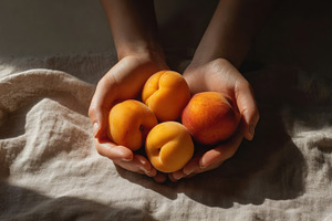 Hands Holding Fresh Apricots, a Food & Drink Photo by Virgo Studio