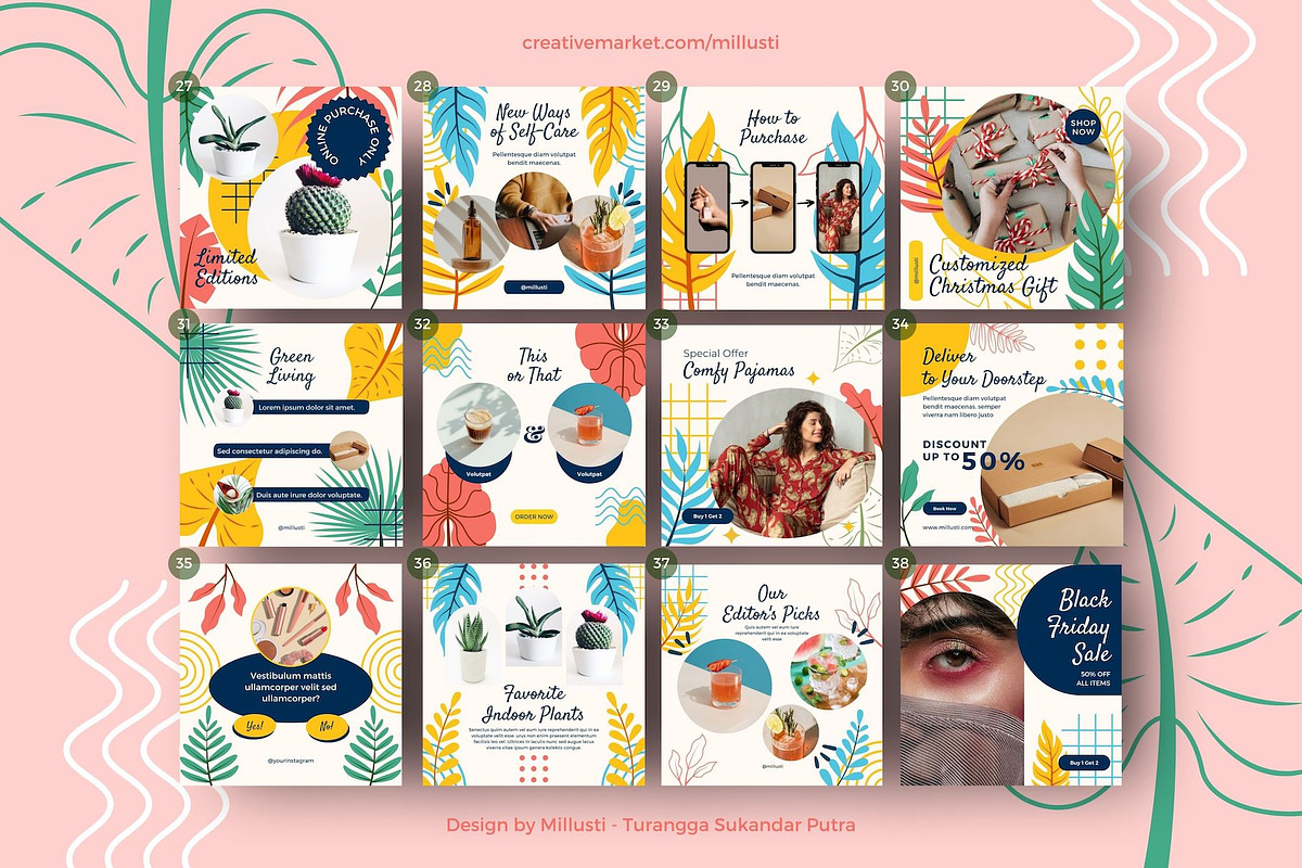 Tropical Leave Social Media Template, a Social Media Template by Millusti (Photo 5 of 11)