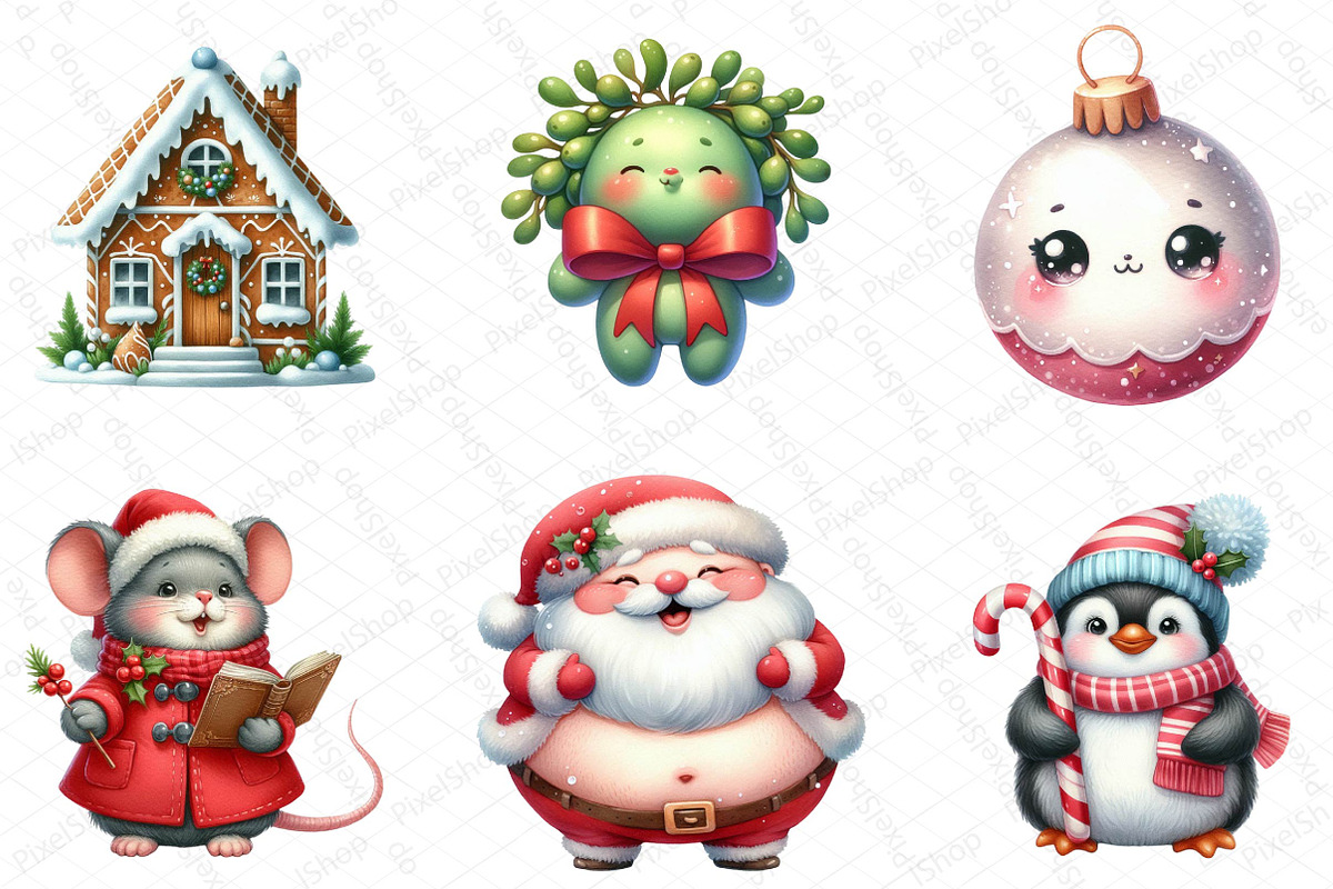 Cute Chubby Christmas Clipart, an Illustration by DreamPrint404 (Photo 4 of 5)