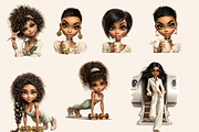 BLACK GIRL ROUTINE CLIPART, a Person Illustration by Daring Digies (Thumbnail 3 of 9)