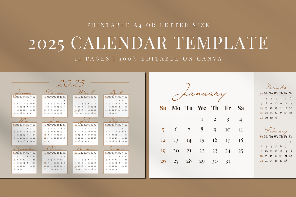 2025 CALENDAR CANVA TEMPLATE, a Stationery Template by The Little Lily Studio (Photo 1 of 5)