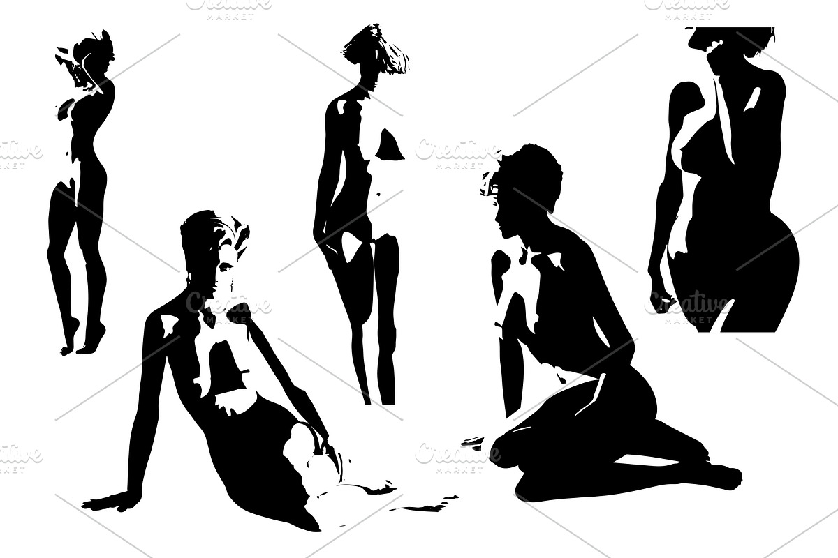 Beautiful girls illustrations Set, a Person Illustration by Blacklight (Photo 4 of 5)