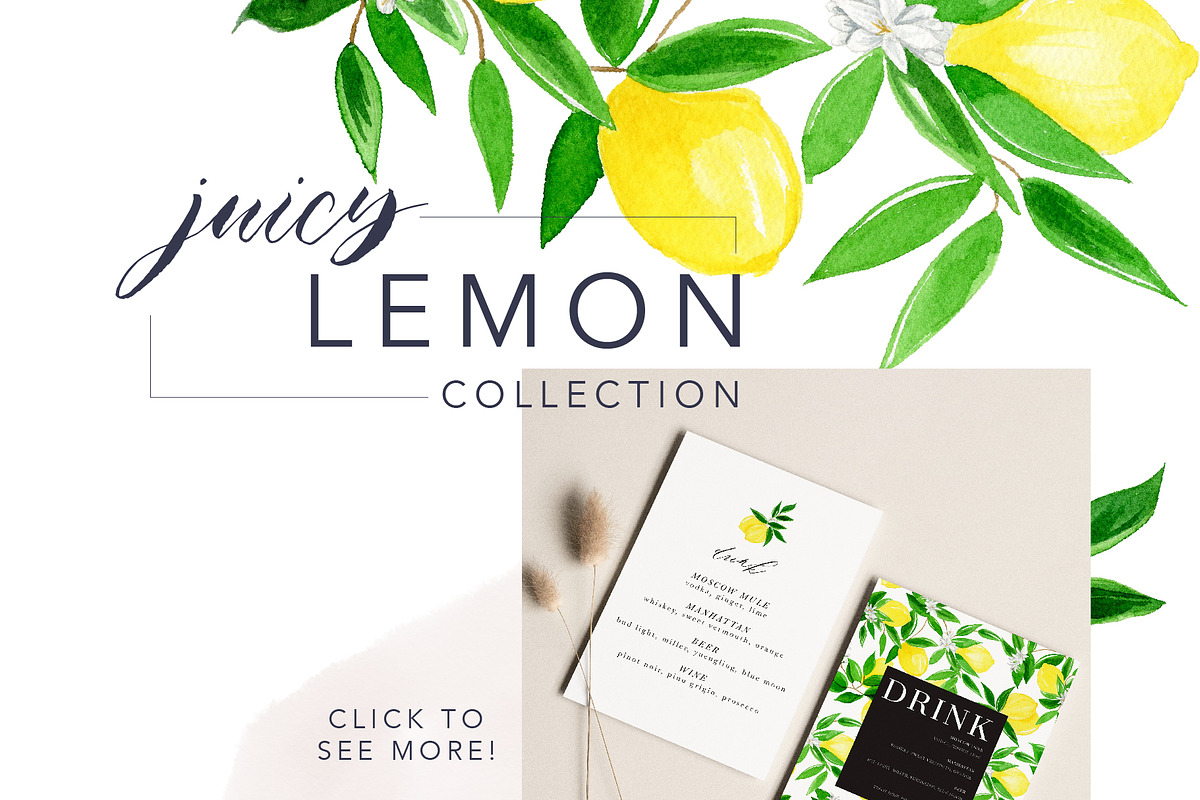 Juicy Watercolor Lemon Set, an Illustration by One and Only Paper (Photo 4 of 9)