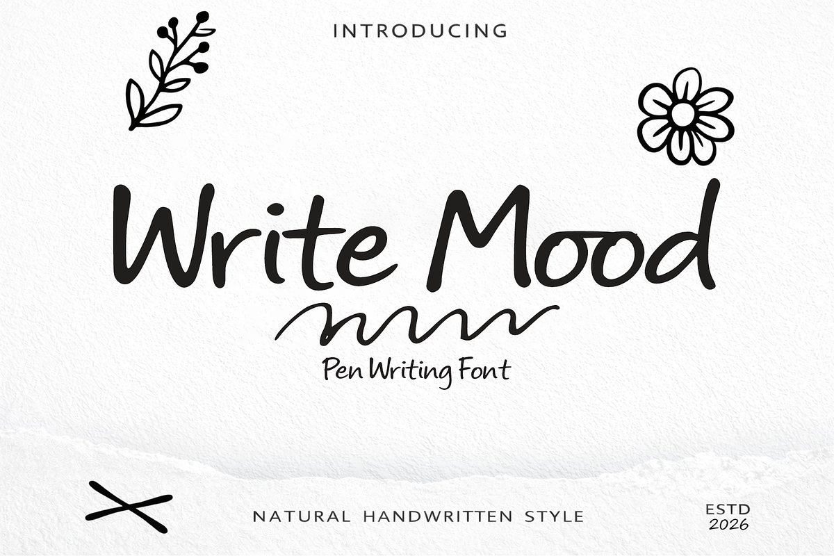 Write Mood is a natural handwritten, a Handwritten Font by cocodesign (Photo 1 of 6)