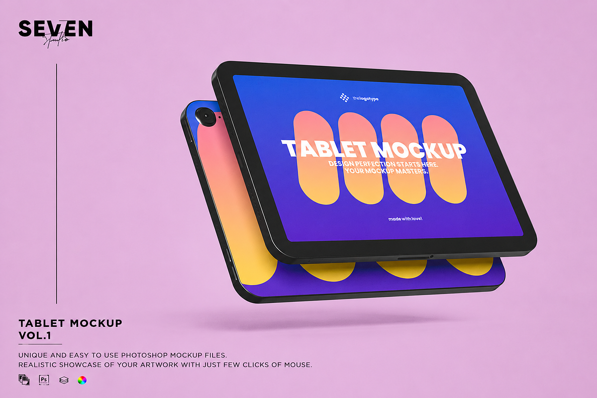 Tablet Set Mockup, an iPad Mockup by Se٧enStudio (Photo 1 of 2)