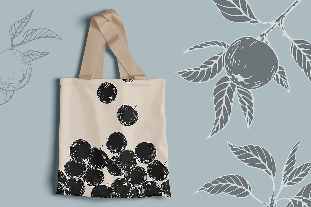 Apple blossom & fruit. Vector set, a Decorative Illustration by ON_lineart_store (Photo 2 of 12)