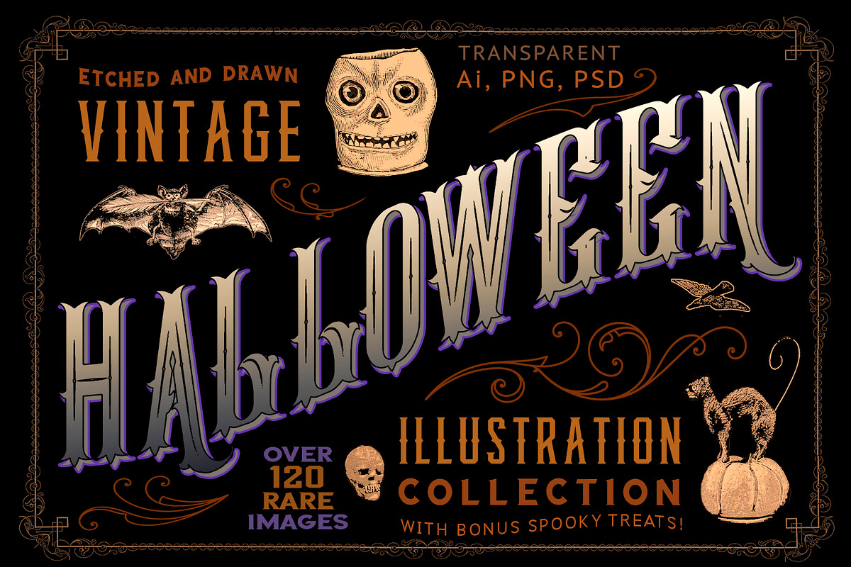 Rare Vintage HALLOWEEN Clipart Set, an Object Graphic by Roulette Studio (Photo 1 of 8)