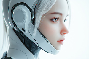 Modern AI artificial intelligence female robot, a Technology Photo by AlyaAnd