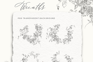 Pencil Sketch Flowers Clipart