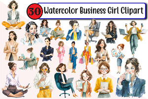 Watercolor Business Girl Clipart, an Illustration by Design Market