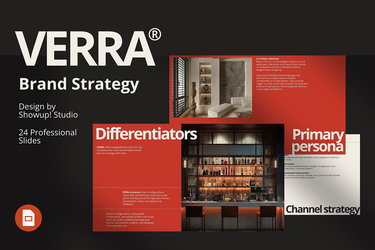 VERRA Brand Strategy Google Slides, a Presentation Template by ShowUp! Studio (Photo 1 of 6)