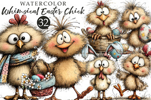 Whimsical Easter Chick Clipart, an Illustration by OK Design