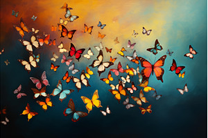 Colorful butterflies flying on a, an Animal Photo by Ylivdesign