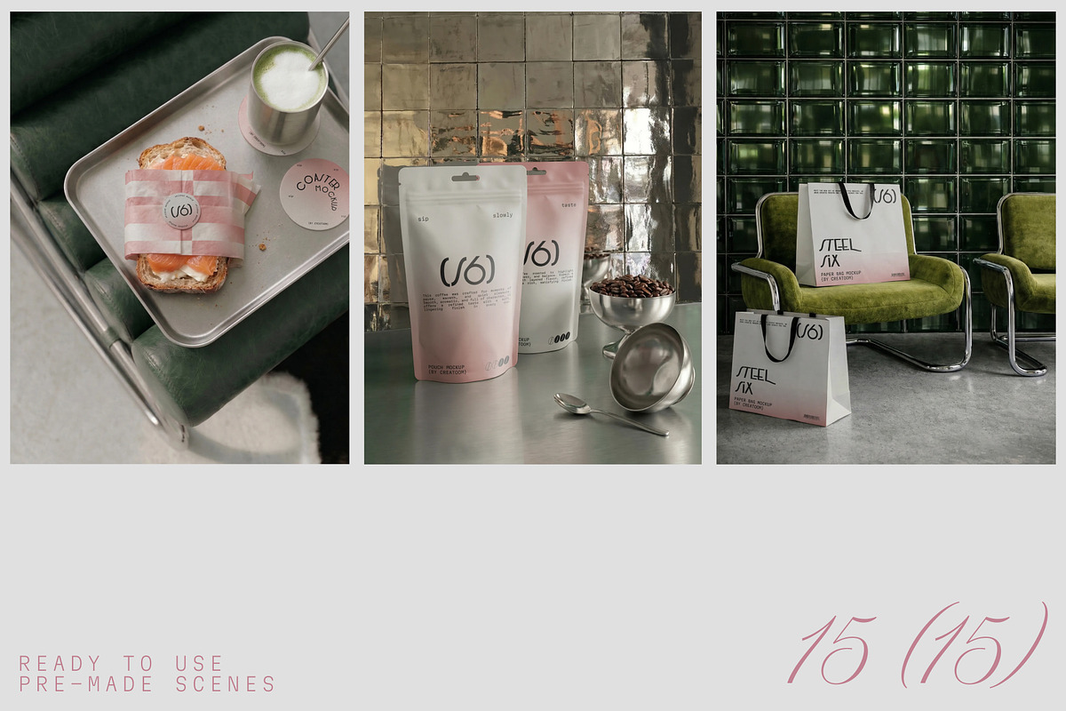 STEEL SIX - Cafe branding mockups, a Packaging Mockup by Creatoom (Photo 8 of 12)