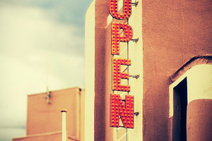 Open sign containing sign, open, and cinema