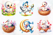 Cute Spring Stork Clipart, an Illustration by RobertsArt (Thumbnail 4 of 7)