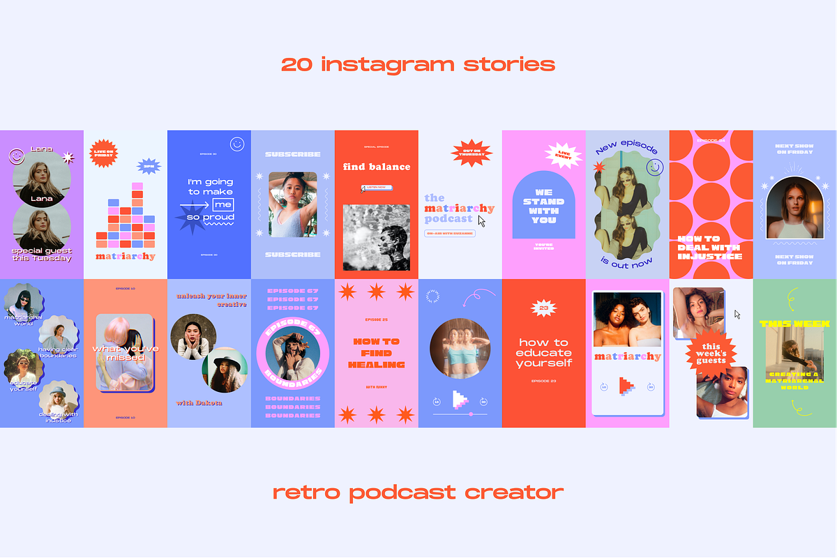 Matriarchy Canva Retro Podcast Insta, a Social Media Template by Luna Studio (Photo 5 of 7)