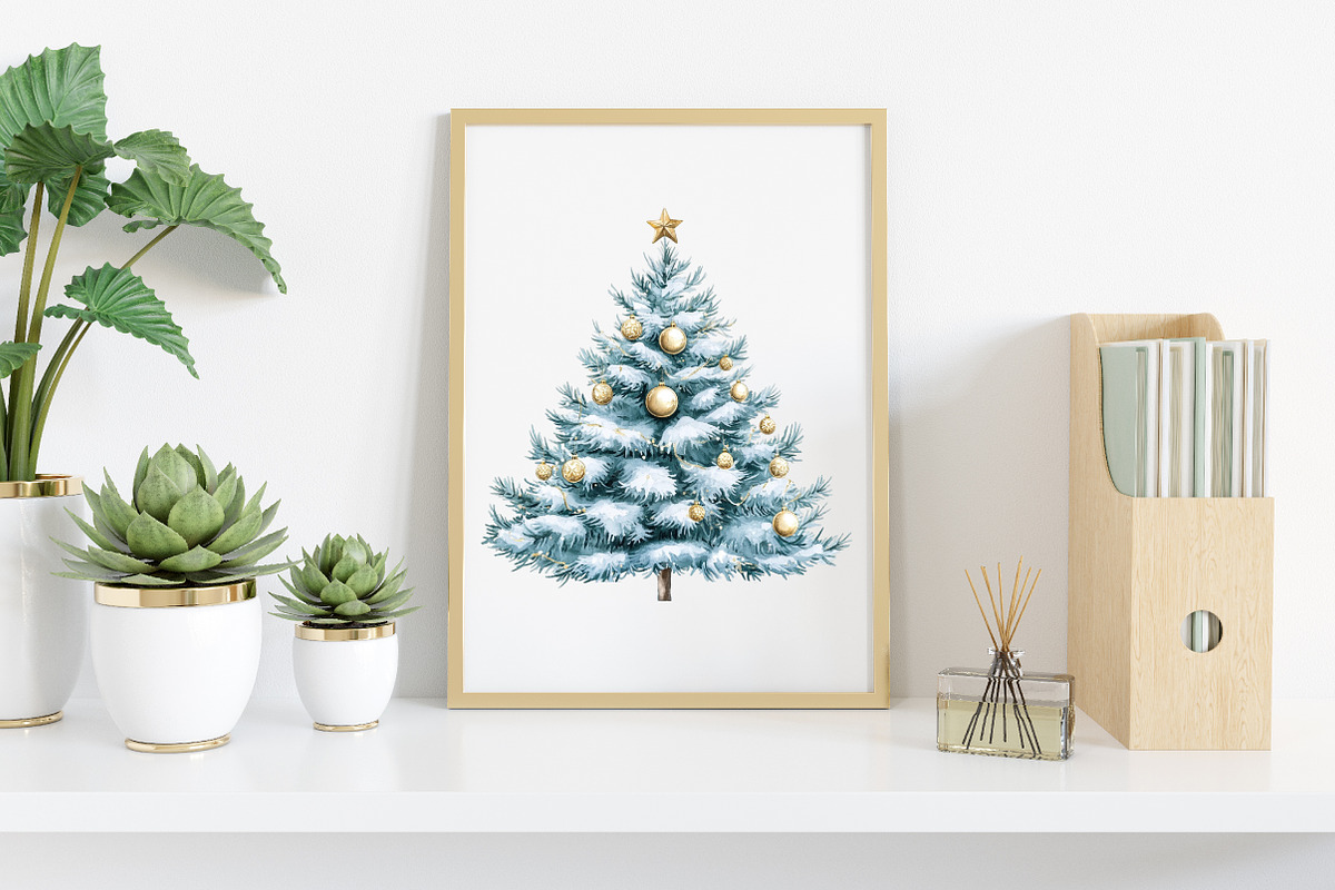 Watercolor White Christmas Clipart, an Illustration by Canvas Craft (Photo 3 of 8)