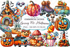 Groovy 70s Halloween Clipart, a Graphic by designcity5