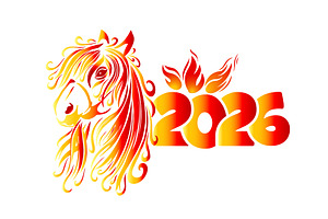 Year 2026 Fire Horse. hand drawing, an Object Illustration by Nenahliadava Design