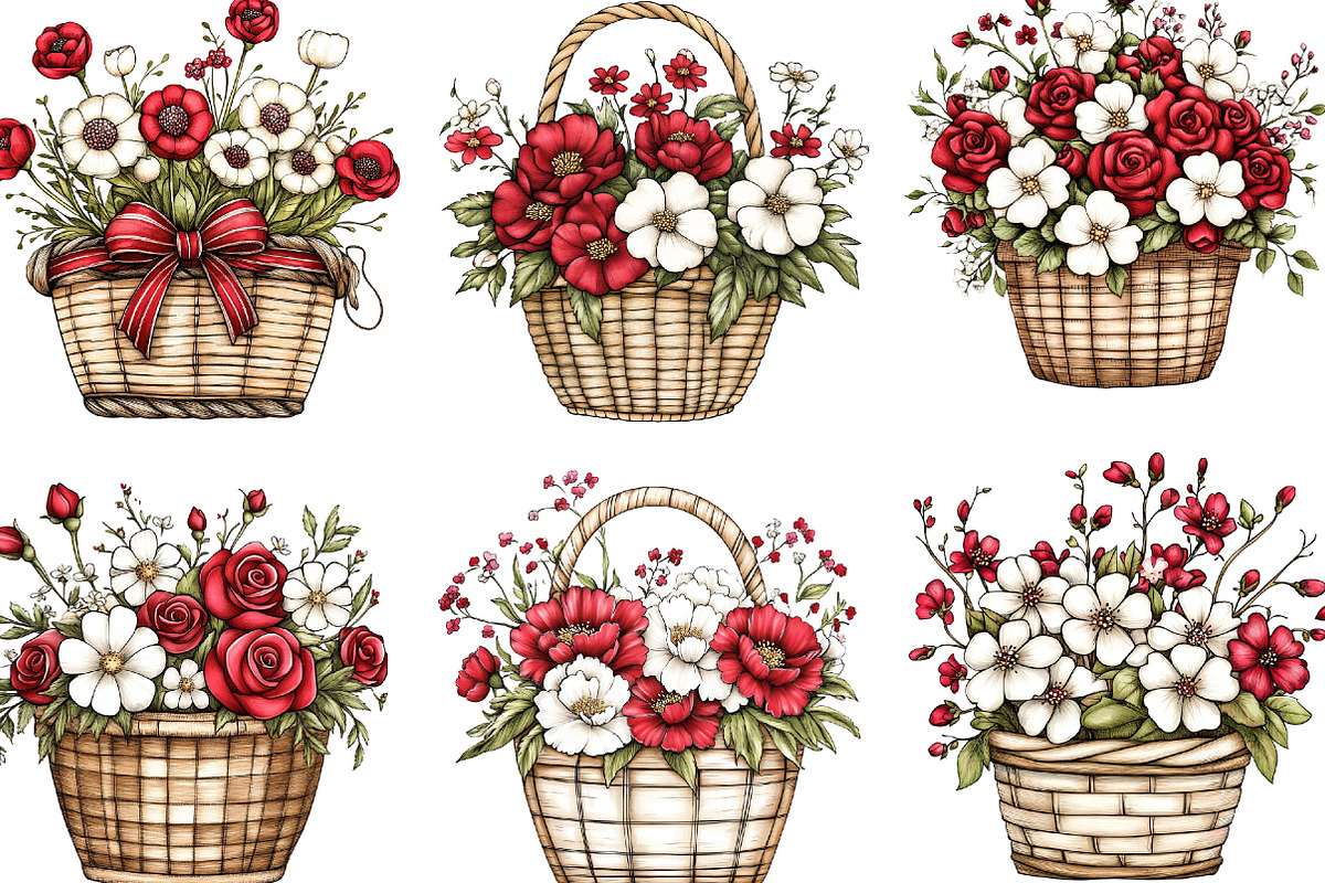 Whimsical Spring Flower Basket, an Illustration by Designking (Photo 3 of 5)